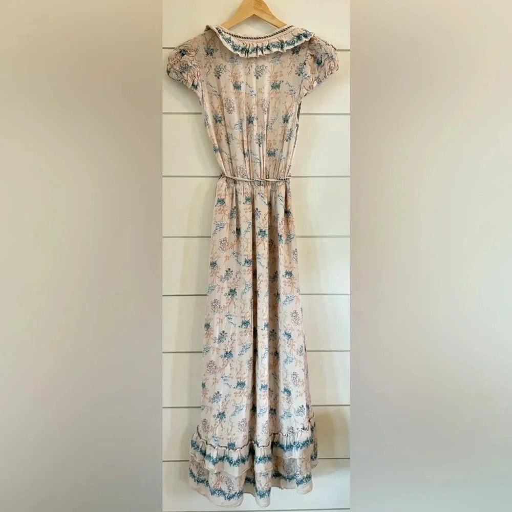 Chelsea & Violet Plisse Ruffle Deep V-Neck Long Smocked Tiered Maxi Dress - Picture 6 of 6